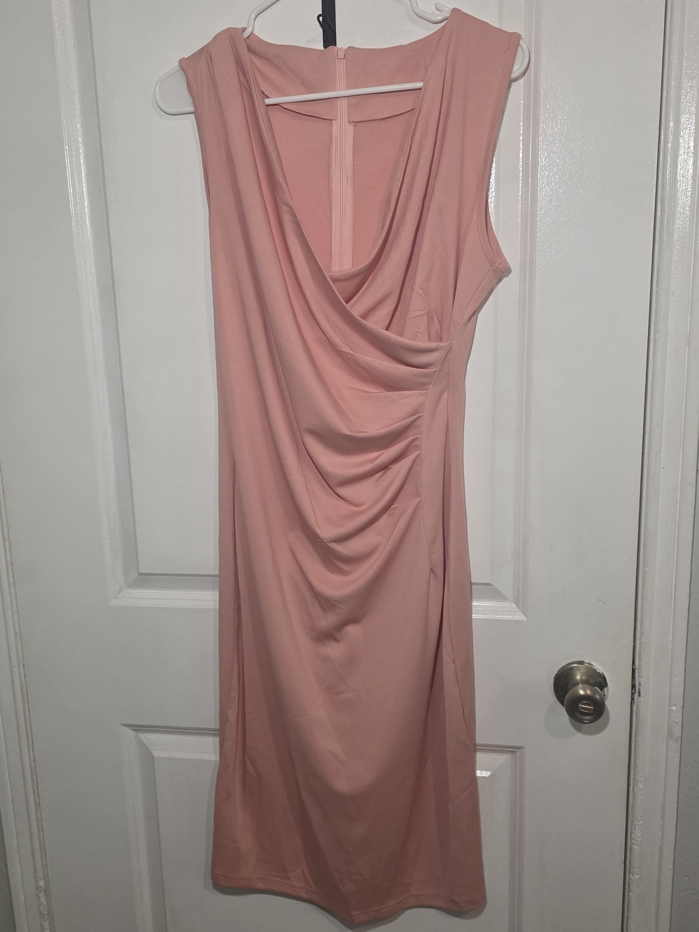 Sleeveless Draped Sheath Dress - Blush Pink
